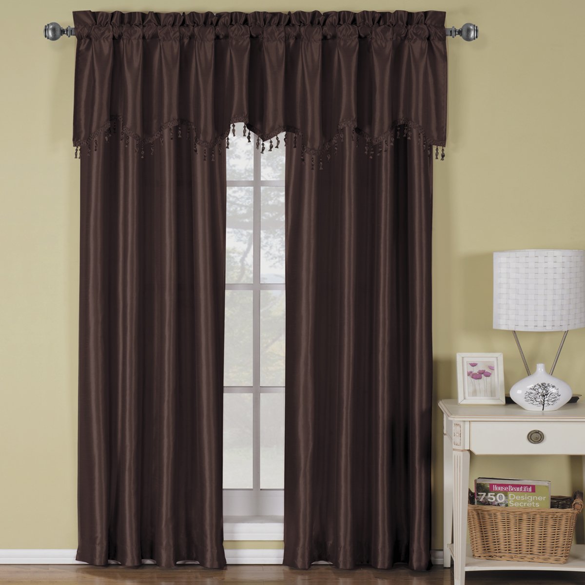 Soho Faux Silk Rod Pocket Curtain Panels- Matching Valance (Single)