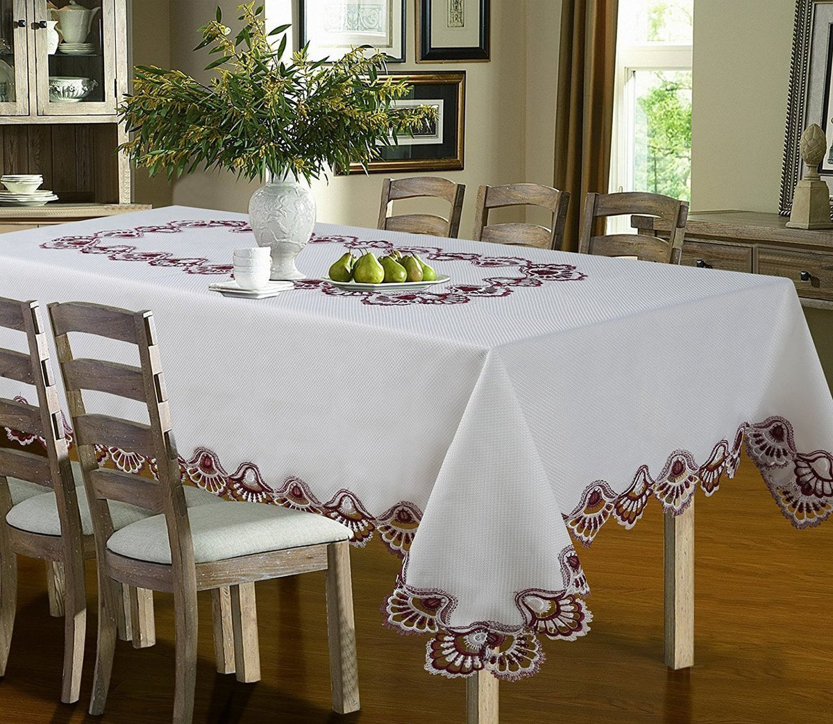 Luxury Crest Embroidered Table cloth, Top Dinner Kitchen Table Cover