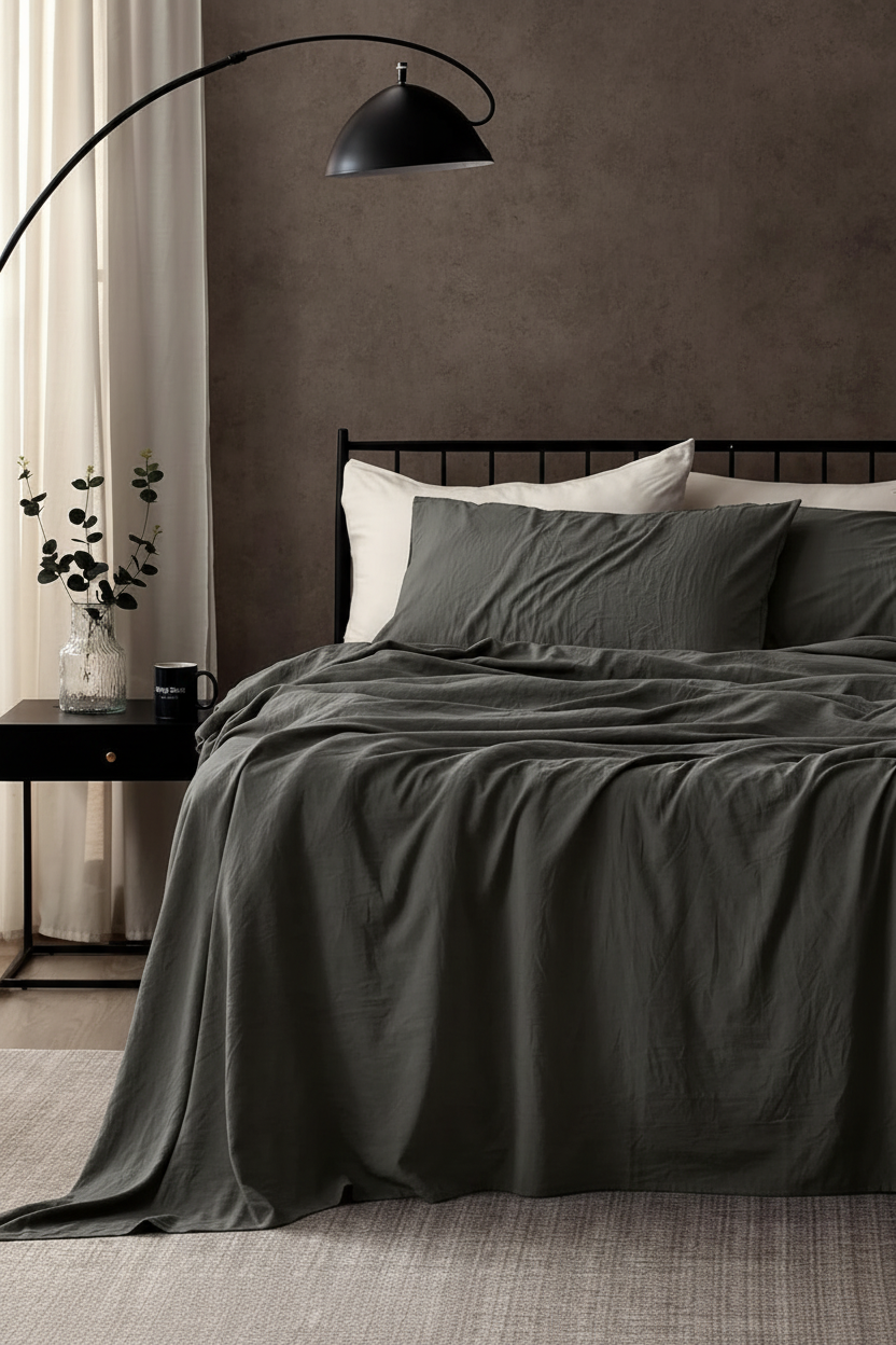 Dark grey Egyptian cotton bedding