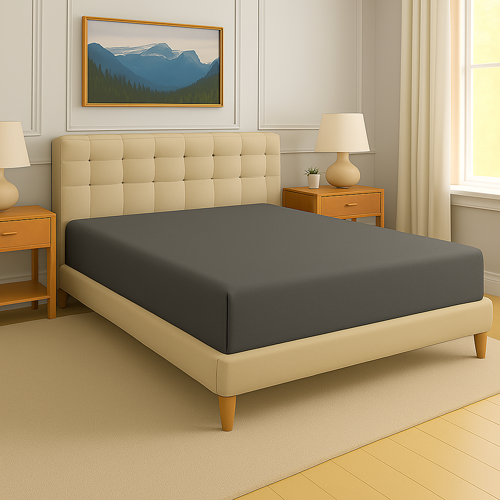 Dark grey fitted sheet made from 100% Egyptian cotton – soft, breathable, and durable bedding by Egyptian Home Linens