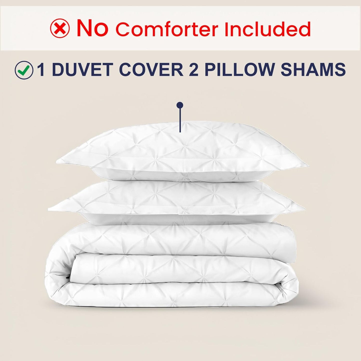 Luxurious Egyptian cotton pinch pleat duvet cover with matching pillow shams