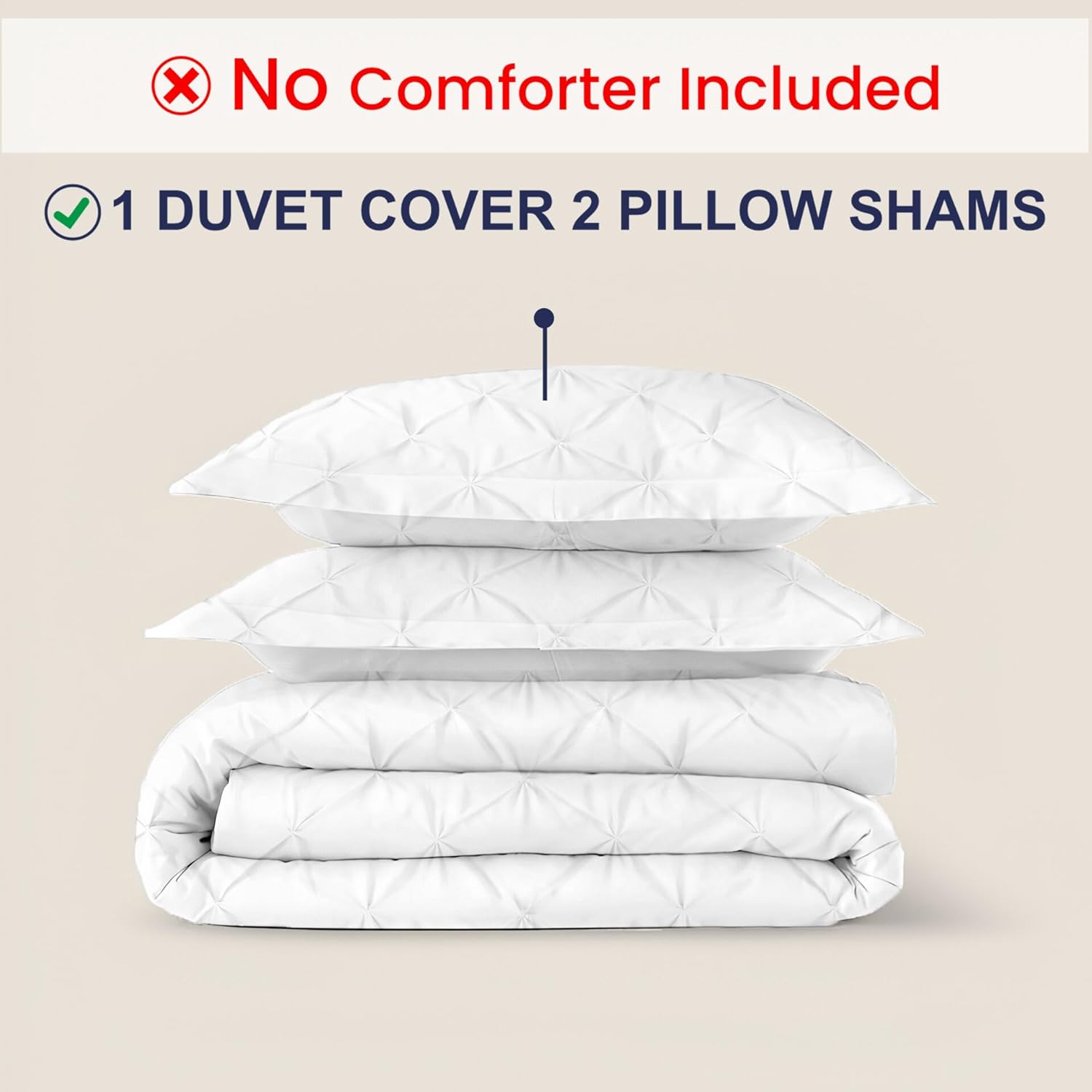 Luxurious Egyptian cotton pinch pleat duvet cover with matching pillow shams