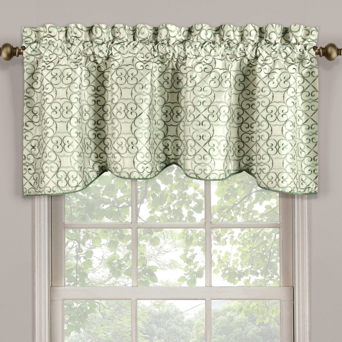 Halifax Scalloped Decorative Rope Embroidered Lined Valance 52"Wx19"L(Single)