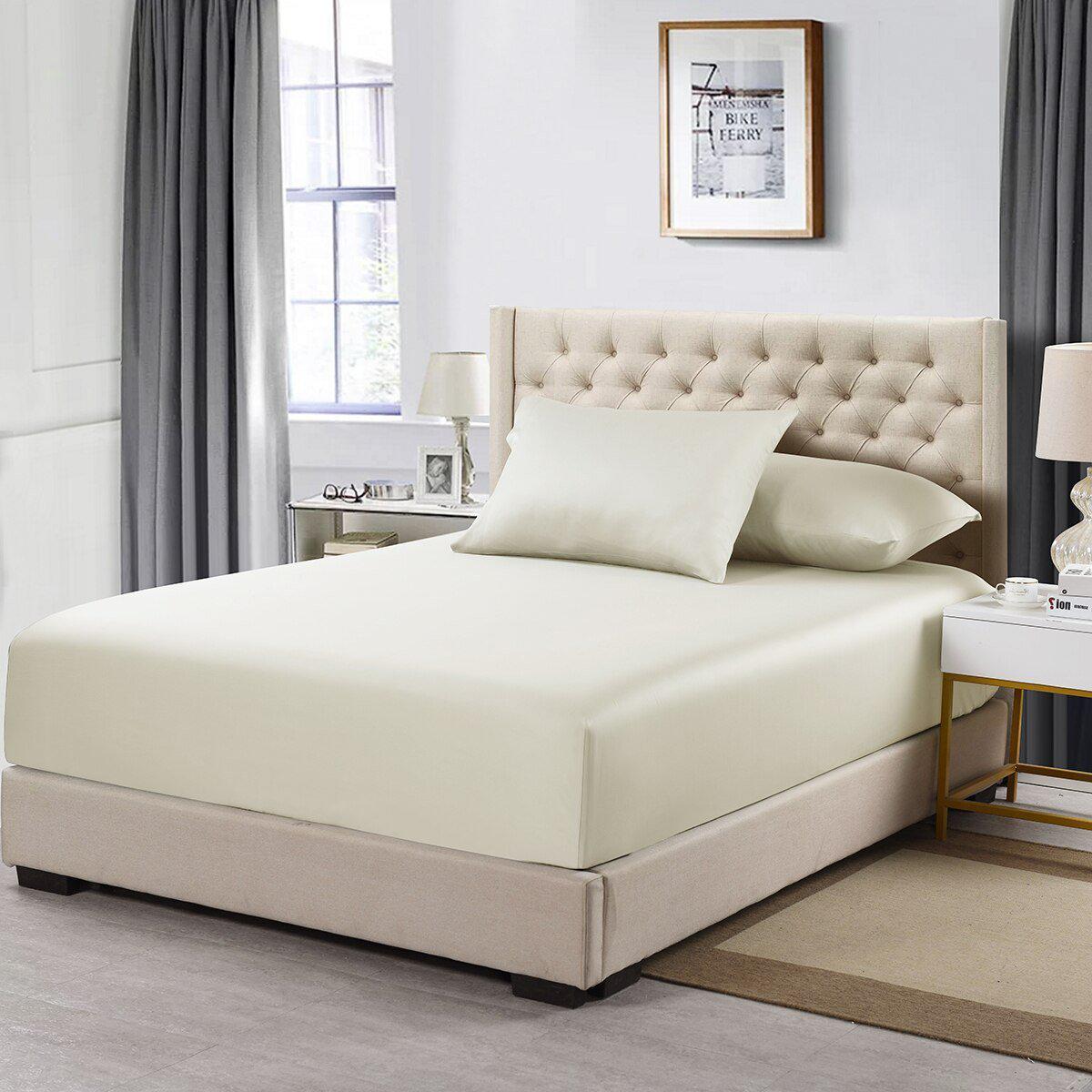 Queen Size Fitted Sheet Only - Solid 600 Thread Count