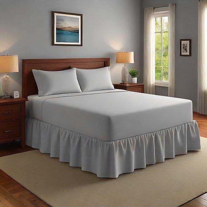 12" Inch Drop Wrap-Around Bed Skirt Ivory 1-Piece Egyptian Cotton