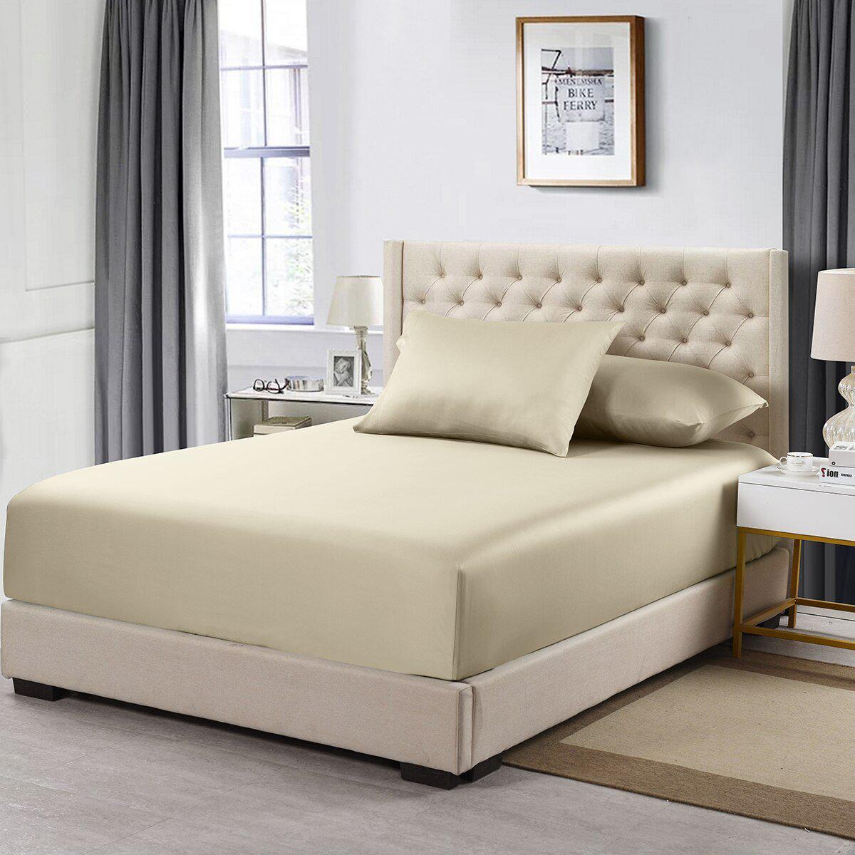 Queen Size Fitted Sheet Only - Solid 600 Thread Count