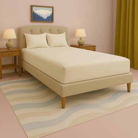 Linen color fitted sheet made from 1000 thread count Egyptian cotton, soft and breathable fabric