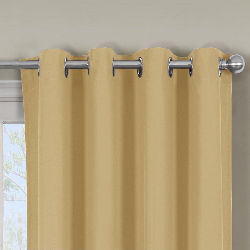 Beige Luxor Heavyweight 100% Cotton Room-Darkening 54"Wx 90"L Curtains With Grommet Top
