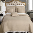 luxury checkered quilted wrinkle-free 4-6 piece quilted coverlet beige