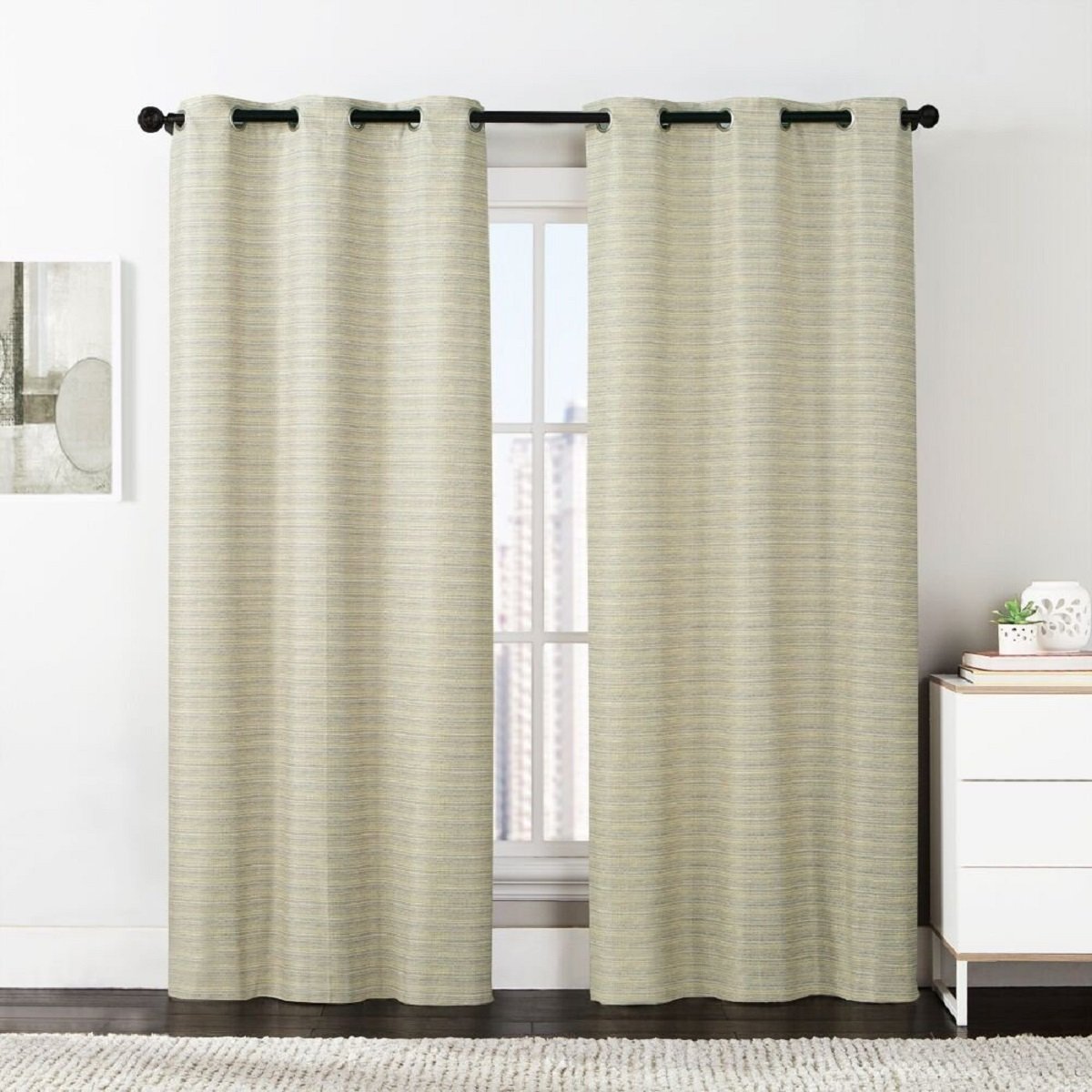 Manor Printed Thermal Grommet Room Darkening Curtain Panels 76”Wx84”L(Set of 2)