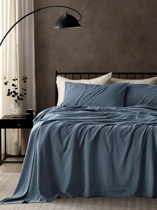 24 Inch Extra Deep Fitted Sheet Med Blue Egyptian Cotton 1000TC