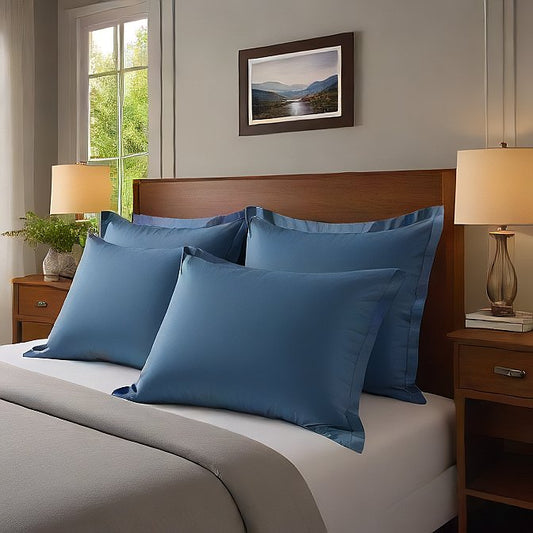 High-Quality Med Blue Pillow Shams 4-Pieces - Comfortable, Breathable, and Long-Lasting