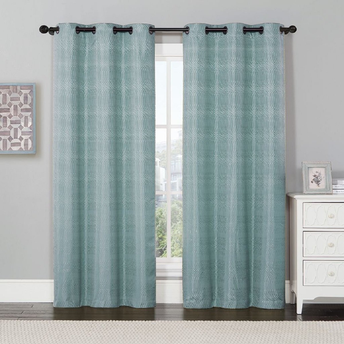 Murry Thermal Blackout Curtain Panels Jacquard Textured 76”Wx84”L(Set Of 2)