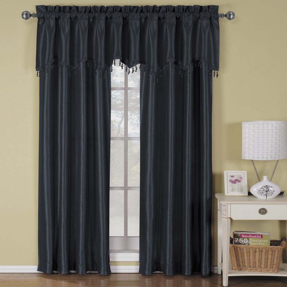 Soho Faux Silk Rod Pocket Curtain Panels- Matching Valance (Single)