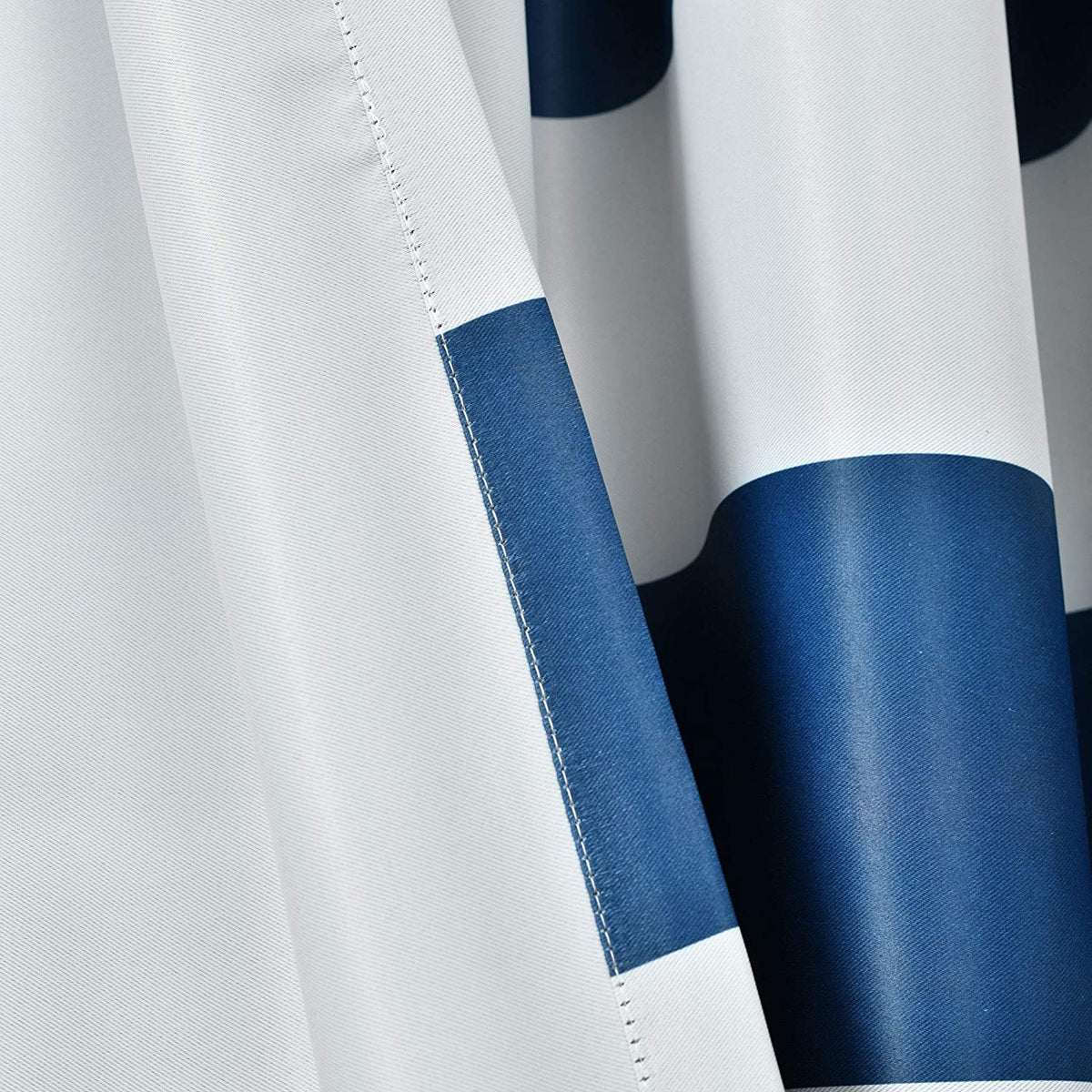 Navy Stripe Room Darkening 84-Inch Rod Pocket Window Curtain Panel Pair