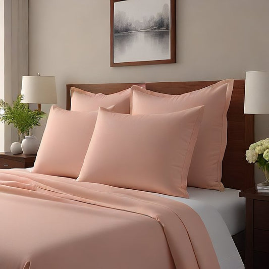 Elegant Peach Pillow Shams 4-Pieces - Soft, Comfortable, and Durable for Your Bed