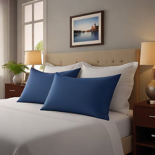 Twin-XL Navy Blue Pillowcases Egyptian Cotton FREE Shipping - All Sizes