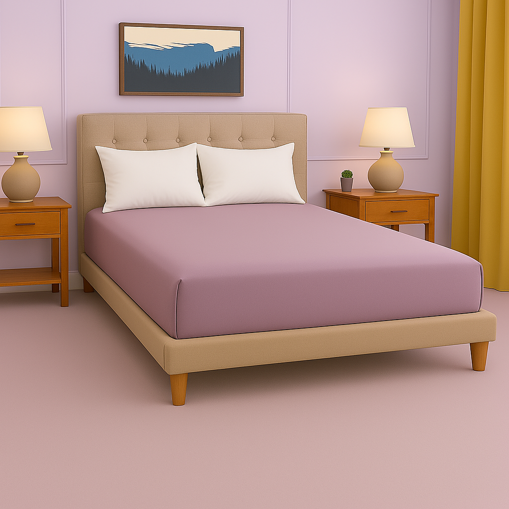 Sábana bajera de 14 pulgadas con bolsillo de algodón egipcio rosa sólido