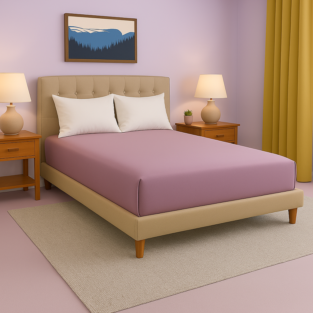 Sábana bajera de 14 pulgadas con bolsillo de algodón egipcio rosa sólido