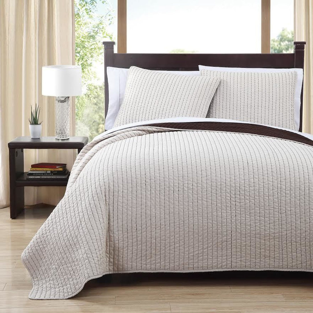 Luxury Project Runway Reversible Oversized Coverlet Set - Wrinkle Free Quilted Microfiber