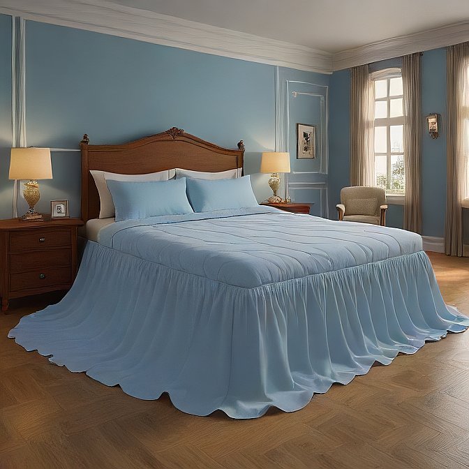 12" Inch Drop Wrap-Around Bed Skirt Ivory 1-Piece Egyptian Cotton