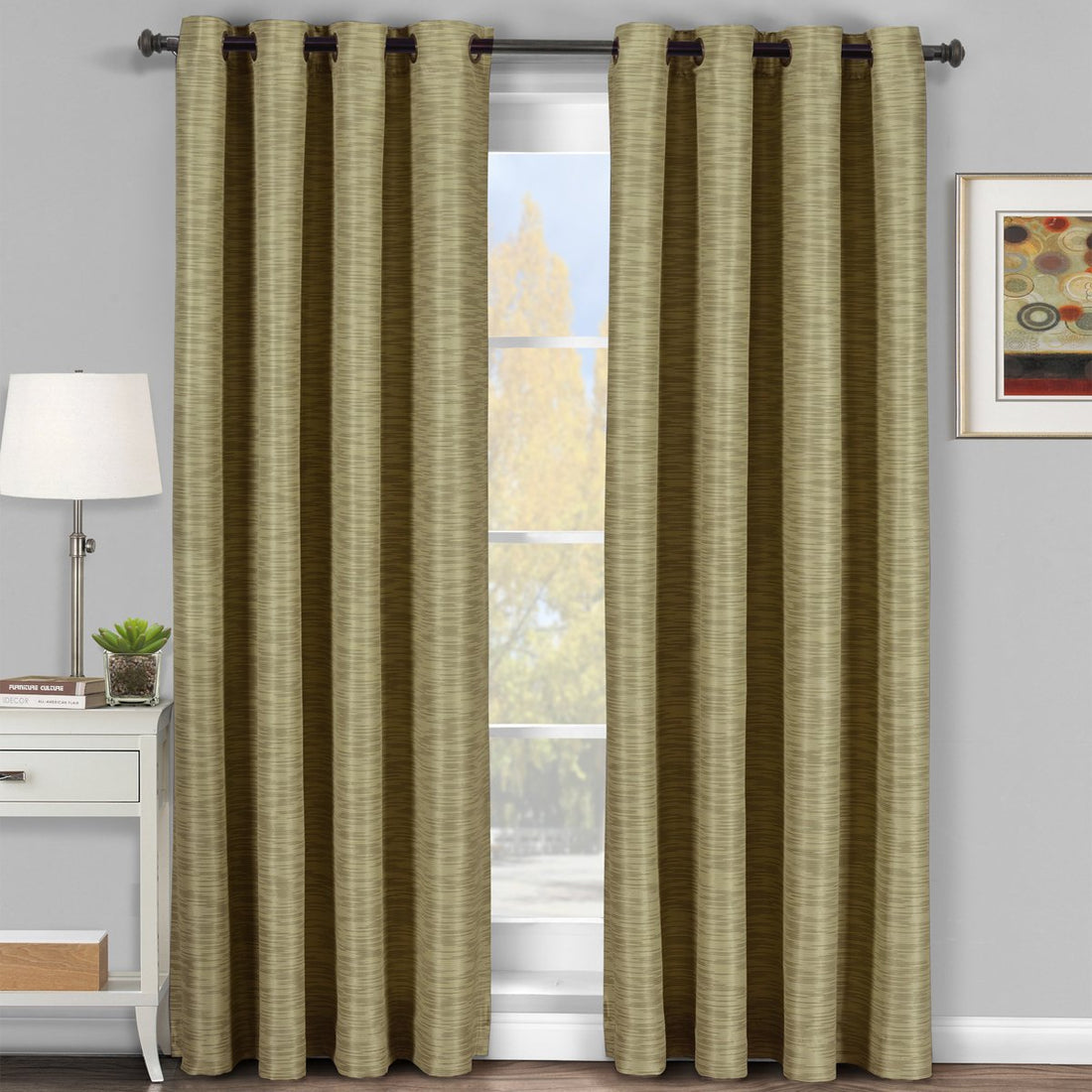 Galleria Room-Darkening Thermal Curtain Panels Tonal Stripe (Single)
