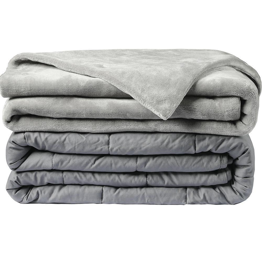 EHL Gray Weighted Blanket Breathable Cotton with Removable Velvet Cover Included