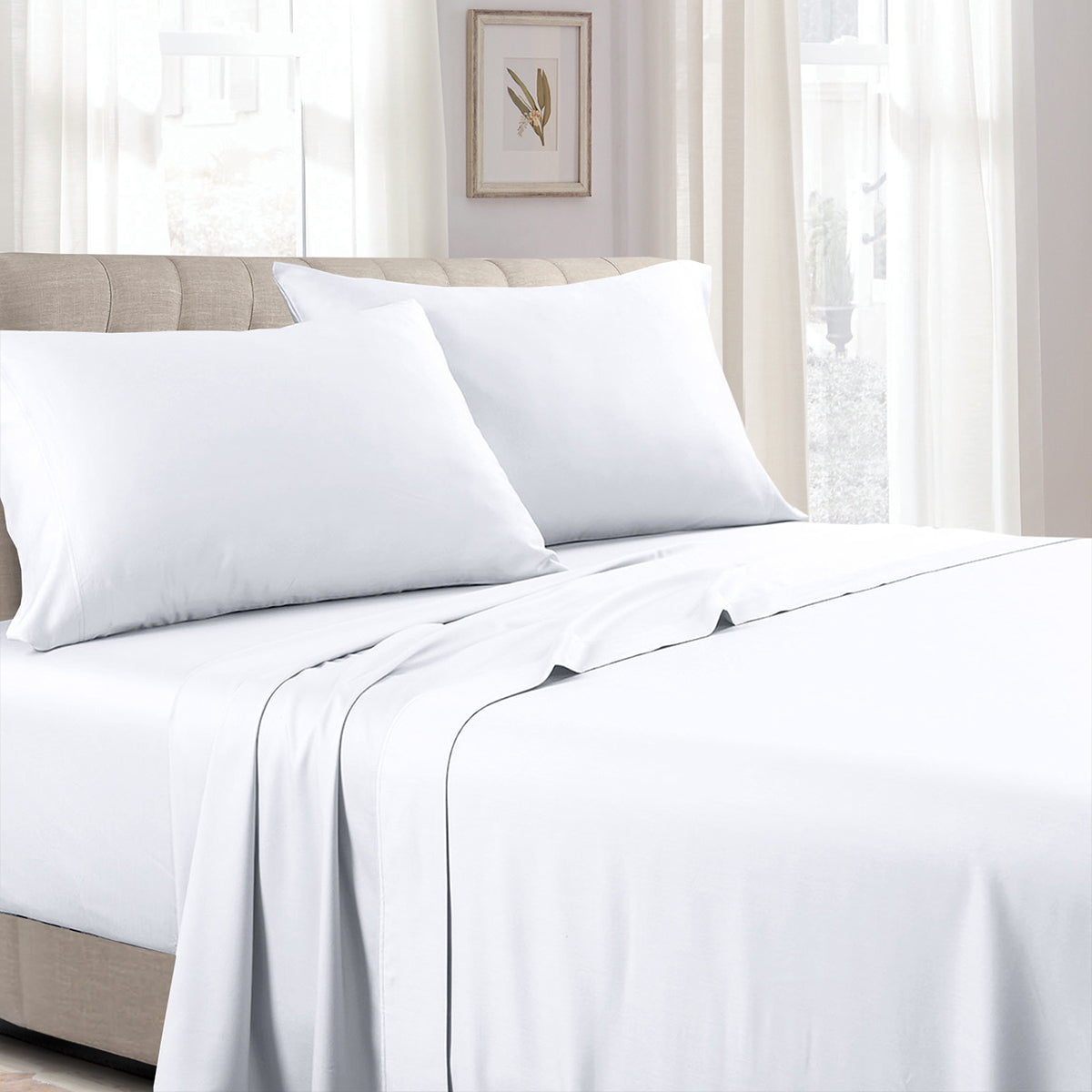 Flex Top King Sheet Set 340 All Cotton Sateen (Half Split Fitted)