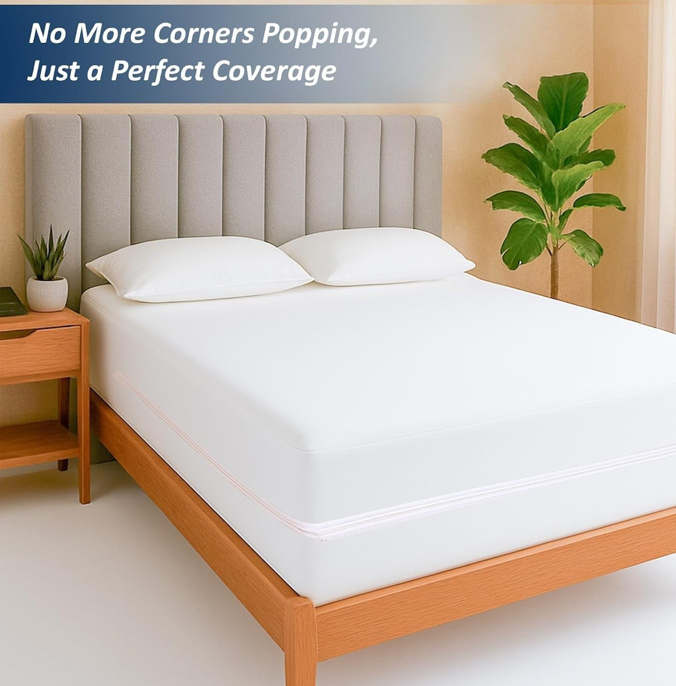 Zipper Fitted Sheet Chocolate 100% Egyptian Cotton 1Pc