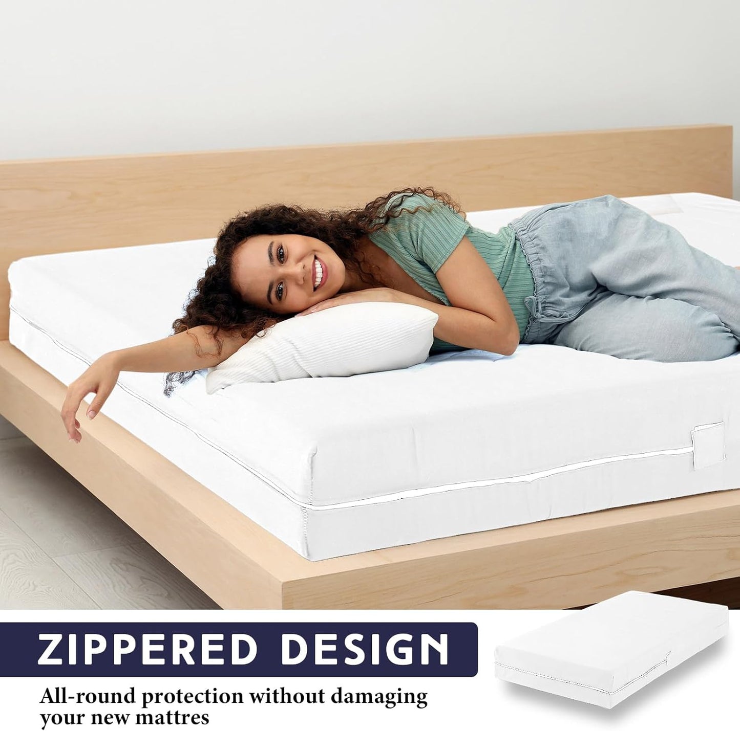 Zipper Fitted Sheet Royal Blue 100% Egyptian Cotton 1Pc