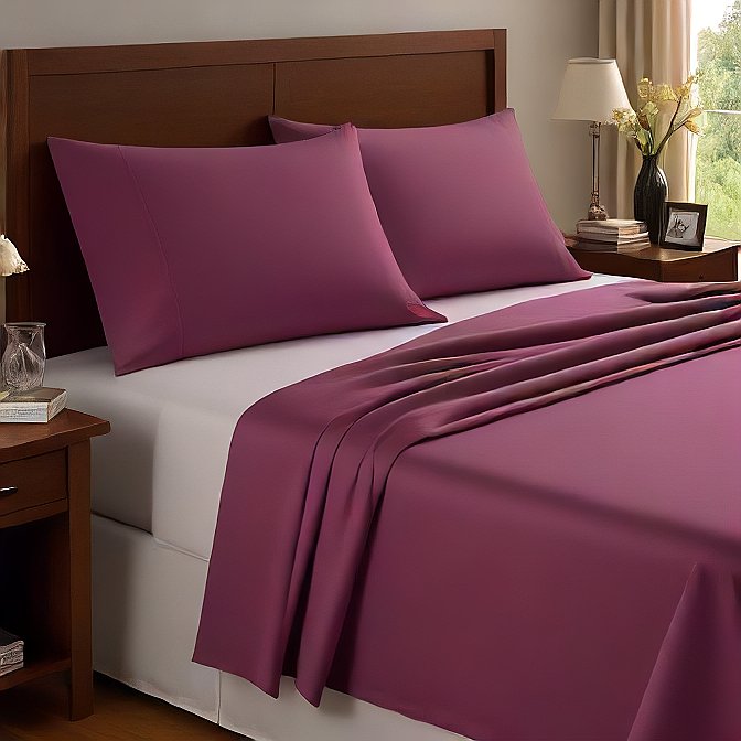 Waterbed Sheet Set 4-Piece Wine 100% Egyptian Cotton 1000TC