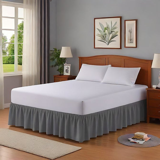 Wrap-Around Bed Skirt Dark Grey 1-Piece 100% Egyptian Cotton at- EgyptianHomeLinens.com