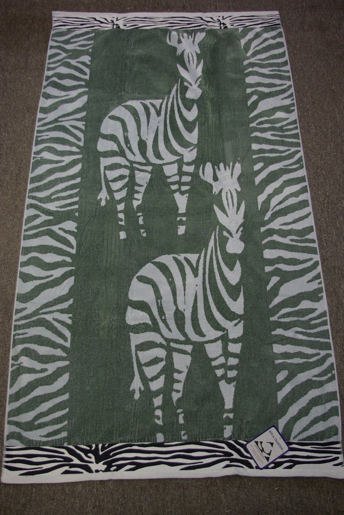 Jumbo Cotton Velour Jacquard Beach Towel (40"W x 70"L) Single