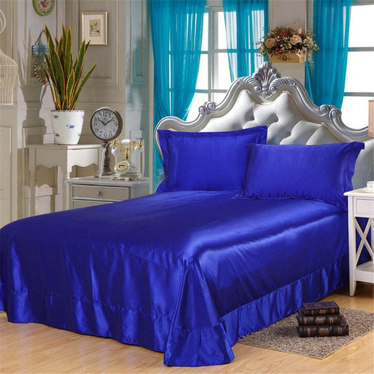 14 Inch Pocket Sheet Set 4Pc Mulberry Sateen Silk Royal Blue