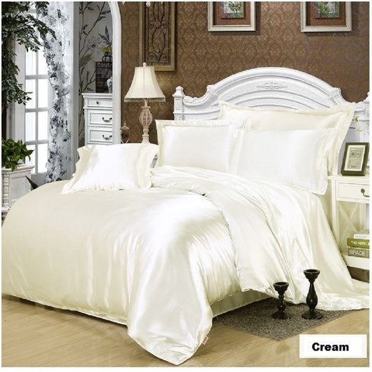 15 Inch Pocket Sheet Set 4Pc Mulberry Sateen Silk Ivory at- EgyptianHomeLinens.com