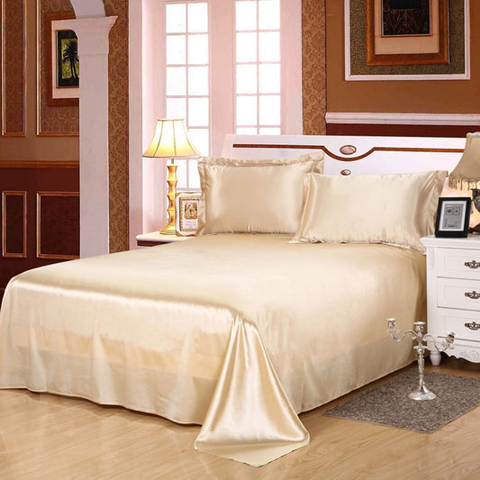 15 Inch Pocket Sheet Set 4Pc Mulberry Sateen Silk Gold