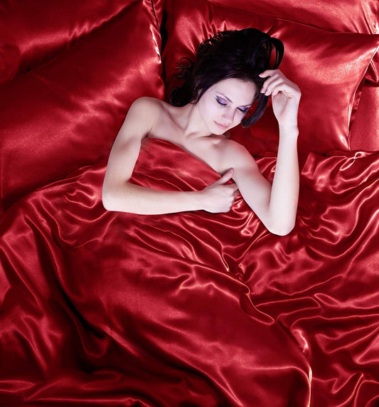 18 Inch Pocket Sheet Set Mulberry Sateen Silk Red at-www.egyptianhomelinens.com