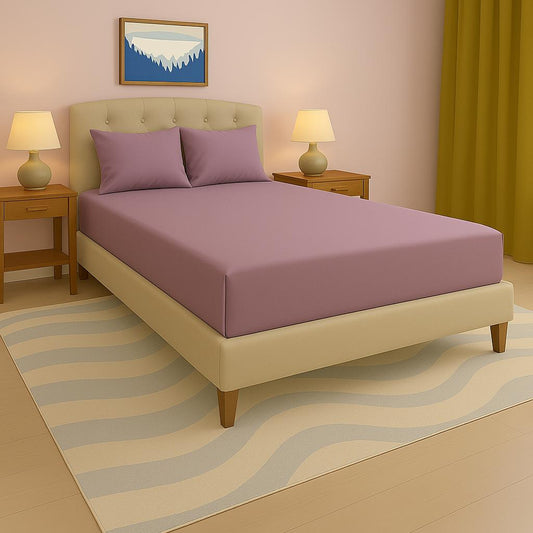 17 Inch Pocket Fitted Sheet Solid Purple 1000TC Egyptian Cotton at-EgyptianHomeLinens.com