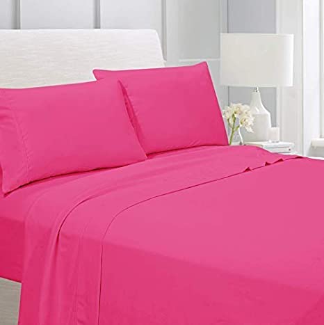 Pillow Covers Hot Pink Solid 100 Percent Pure Cotton Super Soft 2-Pieces Pillowcases 1000TC