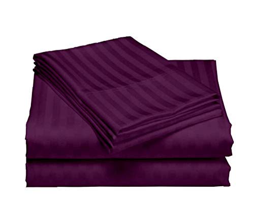 Pillow Covers Purple Stripe 100 Percent Pure Cotton Super Soft 2-Pieces Pillowcases 1000TC