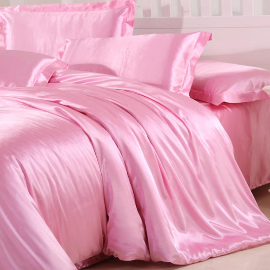 12 Inch Pocket Sheet Set Mulberry Sateen Silk Baby Blush Pink at-www.egyptianhomelinens.com