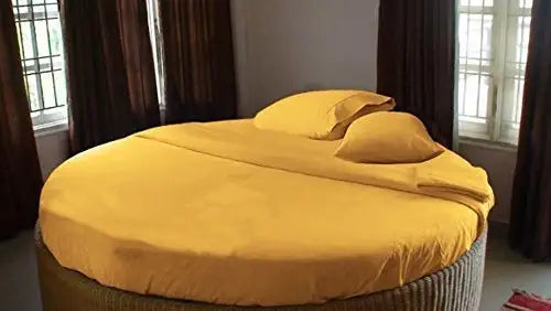 Buy Round Bed Sheet Set Gold Egyptian Cotton 4 Pieces 1000TC
