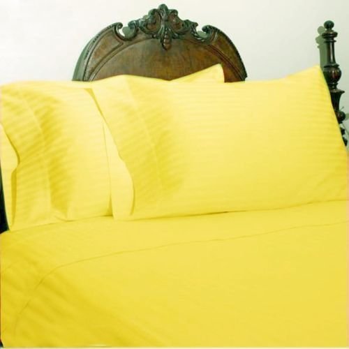 Pillow Covers Yellow Stripe 100 Percent Pure Cotton Super Soft 2-Pieces Pillowcases 1000TC