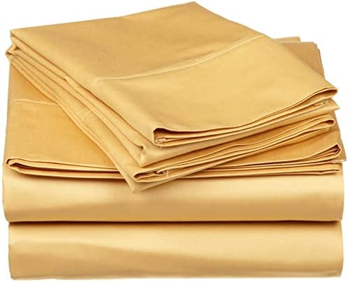Pillow Covers Gold Solid 100 Percent Pure Cotton Super Soft 2-Pieces Pillowcases 1000TC