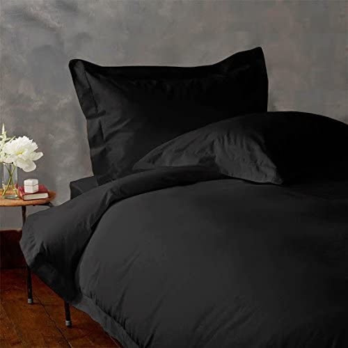 9 Inch Pocket Fitted Sheet Egyptian Cotton Solid Black at-EgyptianHomeLinens.com