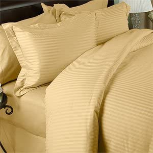 Pillow Covers Gold Stripe 100 Percent Pure Cotton Super Soft 2-Pieces Pillowcases 1000TC