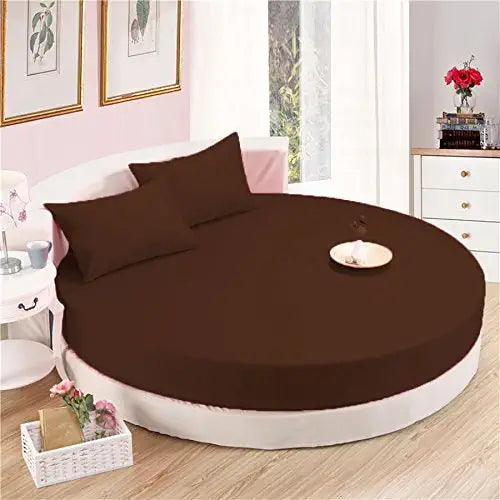 Buy Round Bed Sheet Set Chocolate 4 Pieces Egyptian Cotton 1000TC