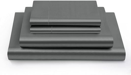 10 Inch Pocket Sheet Set Mulberry Sateen Silk Dark Grey