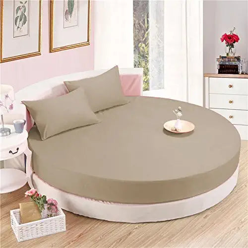 Buy Round Bed Sheet Set Taupe 4 Pieces Egyptian Cotton 1000TC
