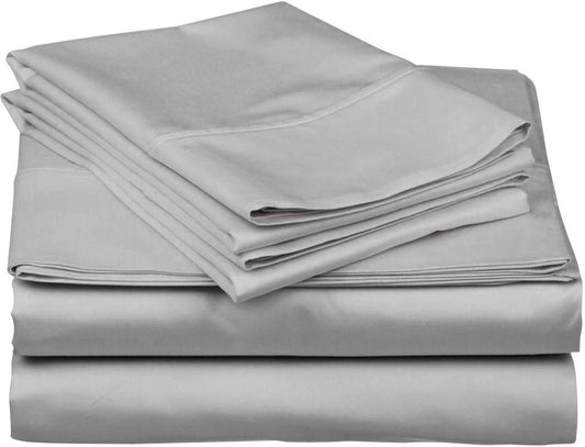 Pillow Covers Silver Grey Solid 100 Percent Pure Cotton Super Soft 2-Pieces Pillowcases 1000TC